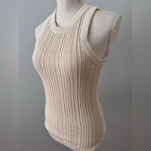 7 For All Mankind Racer Back Knit Tank in Ivory‎ Size Small